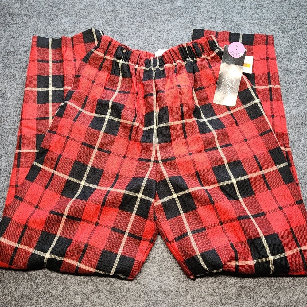Vintage Womens F Shay of Boston Red Tartan Plaid Wool Blend Lined Pants 8 NEW